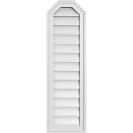 Ekena Millwork Octagonal Top Surface Mount PVC Gable Vent w/ 2"W x 1-1/2"P Brickmould Frame, 12"W x 40"H GVPOT12X4002SN